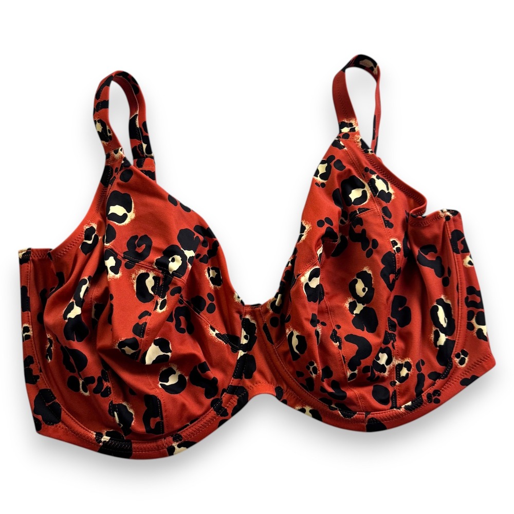 NWOT Elomi Leopard Print Underwired Plunge Bra Red 38M